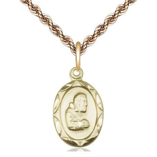 14kt Gold Saint Pio of Pietrelcina Medal Engraved Catholic Saint Jewelry