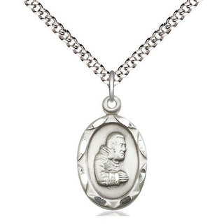 Sterling Silver Saint Pio of Pietrelcina Medal Religious Jewelry Engraved Catholic Saint Jewelry