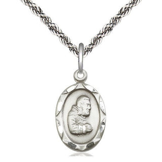 Sterling Silver Saint Pio of Pietrelcina Medal Religious Jewelry Engraved Catholic Saint Jewelry