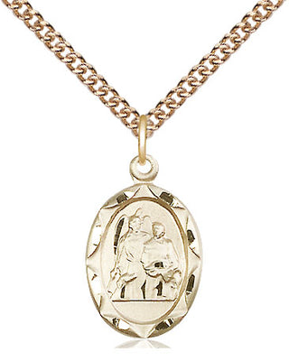 14kt Gold Saint Raphael Medal Engraved Catholic Saint Jewelry