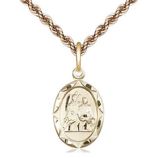 14kt Gold Saint Raphael Medal Engraved Catholic Saint Jewelry