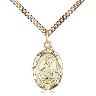 14kt Gold Filled Saint Theresa Medal Religious Jewelry Engraved Catholic Saint Jewelry