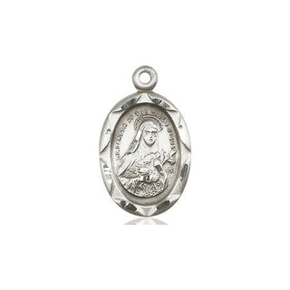 Pewter Saint Theresa Medal Engraved Catholic Saint Jewelry
