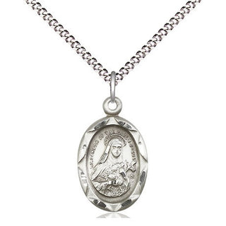 Pewter Saint Theresa Medal Religious Jewelry Engraved Catholic Saint Jewelry