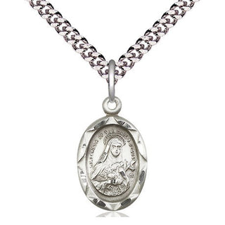 Pewter Saint Theresa Medal Religious Jewelry Engraved Catholic Saint Jewelry