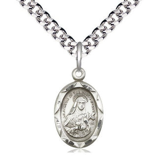 Pewter Saint Theresa Medal Religious Jewelry Engraved Catholic Saint Jewelry