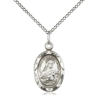 Sterling Silver Saint Theresa Medal Religious Jewelry Engraved Catholic Saint Jewelry