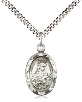 Sterling Silver Saint Theresa Medal Religious Jewelry Engraved Catholic Saint Jewelry