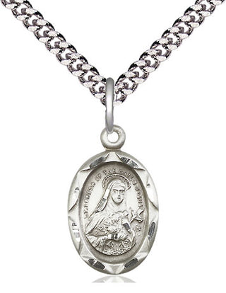 Sterling Silver Saint Theresa Medal Religious Jewelry Engraved Catholic Saint Jewelry