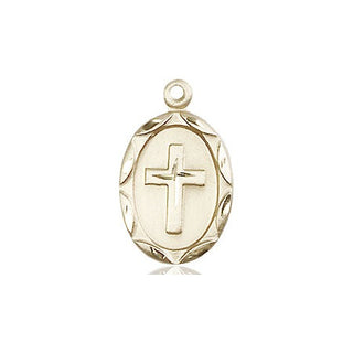 14kt Gold Filled Cross Medal Engraved Catholic Saint Jewelry