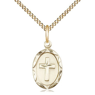14kt Gold Filled Cross Medal Religious Jewelry Engraved Catholic Saint Jewelry