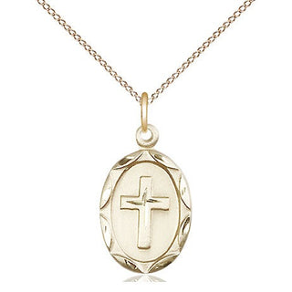 14kt Gold Filled Cross Medal Religious Jewelry Engraved Catholic Saint Jewelry