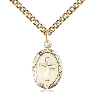 14kt Gold Filled Cross Medal Religious Jewelry Engraved Catholic Saint Jewelry
