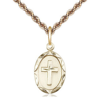 14kt Gold Filled Cross Medal Religious Jewelry Engraved Catholic Saint Jewelry