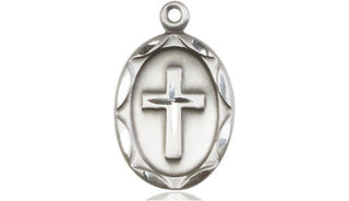 Sterling Silver Cross Medal Engraved Catholic Saint Jewelry