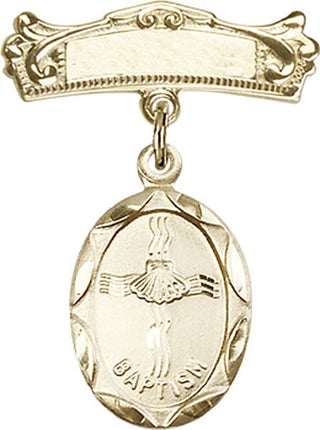 14kt Gold Filled Badge Pin Baptism Baby Badge - Engravable