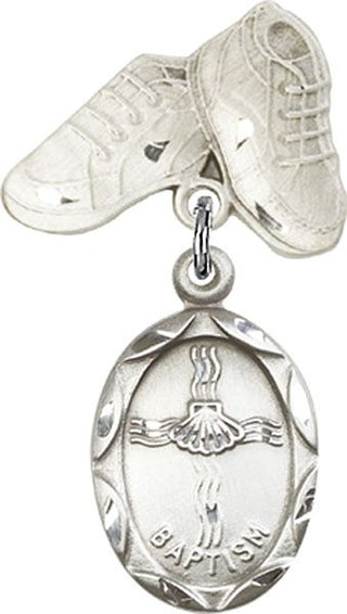 Sterling Silver Baby Boots Baptism Baby Badge - Engravable