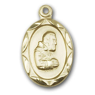14K Gold Saint Pio of Pietrelcina Pendant - Engravable