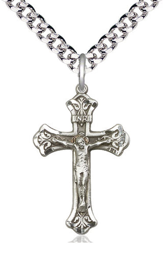 Sterling Silver Crucifix Medal Religious Jewelry