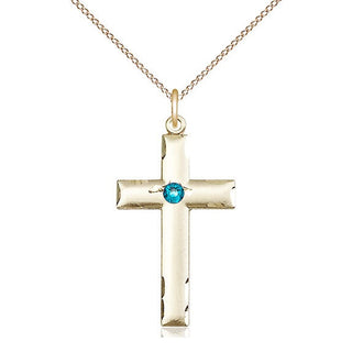14kt Gold Filled Cross Pendant with 3mm Zircon Swarovski Necklace
