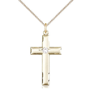 14kt Gold Filled Cross Pendant with 3mm Crystal Swarovski Necklace