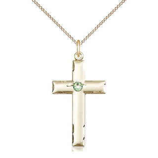 14kt Gold Filled Cross Pendant with 3mm Peridot Swarovski Necklace