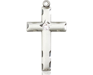 Sterling Silver Cross Pendant with a 3mm Crystal Swarovski stone on an 18-inch Sterling Silver Light Curb Chain