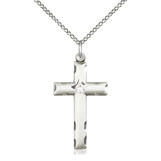 Sterling Silver Cross Pendant with 3mm Crystal Swarovski stone Necklace