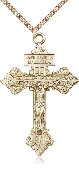 14kt Gold Filled Crucifix Medal Catholic Jewelry