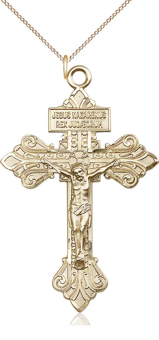 14kt Gold Crucifix Medal