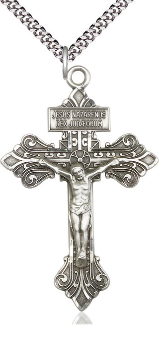 Sterling Silver Crucifix Medal Catholic Jewelry