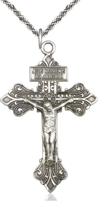Sterling Silver Crucifix Medal Catholic Jewelry