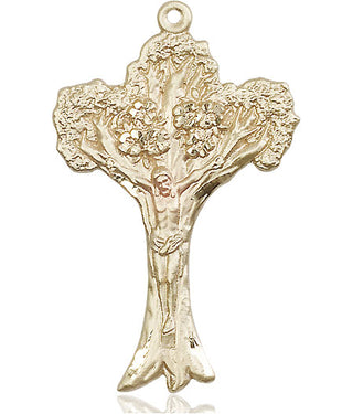 14kt Gold Tree of Life Crucifix Medal