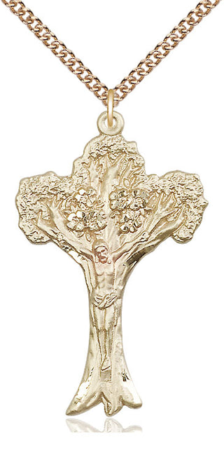 14kt Gold Tree of Life Crucifix Medal