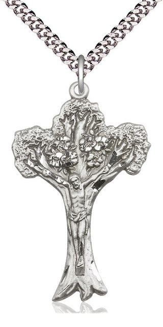 Sterling Silver Tree of Life Crucifix Medal Catholic Jewelry