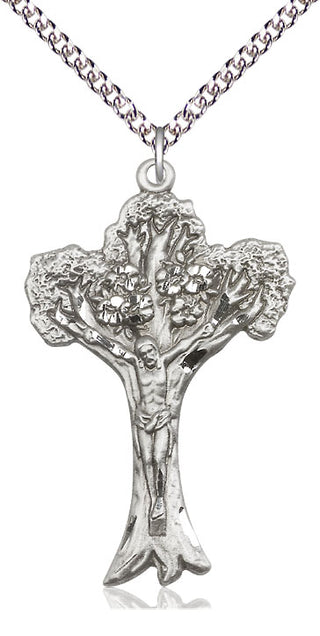 Sterling Silver Tree of Life Crucifix Medal Catholic Jewelry