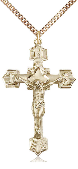 14kt Gold Crucifix Medal