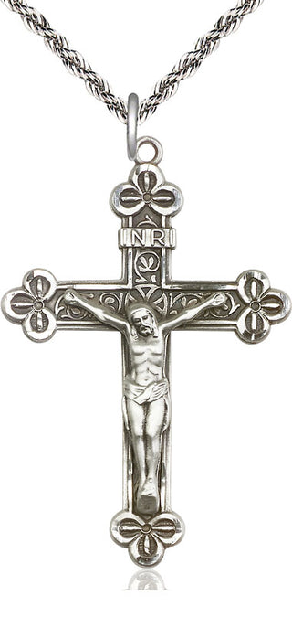 Sterling Silver Crucifix Medal Catholic Jewelry