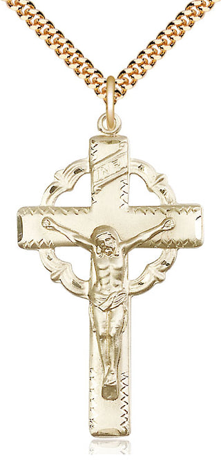 14kt Gold Filled Crucifix Medal Catholic Jewelry