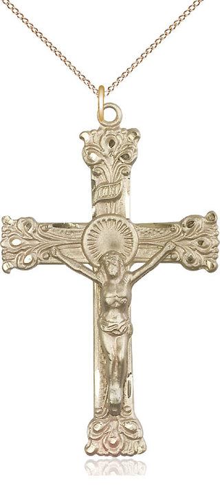 14kt Gold Filled Crucifix Medal Catholic Jewelry
