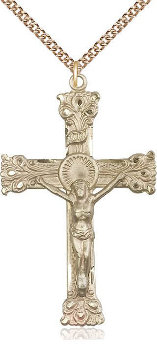 14kt Gold Crucifix Medal