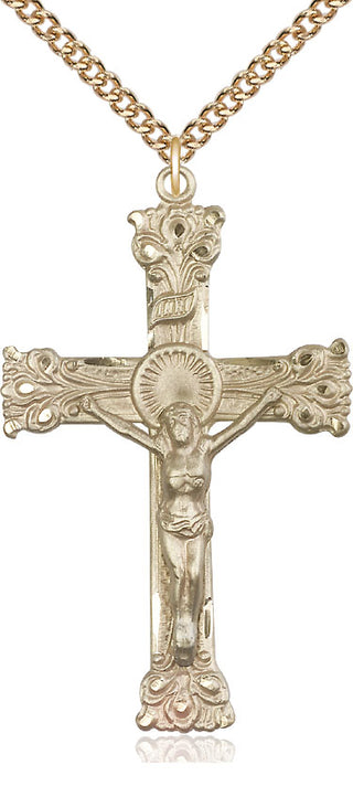 14kt Gold Crucifix Medal