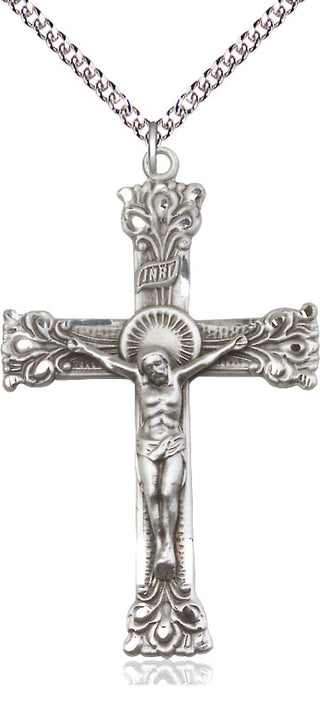 Sterling Silver Crucifix Medal Catholic Jewelry