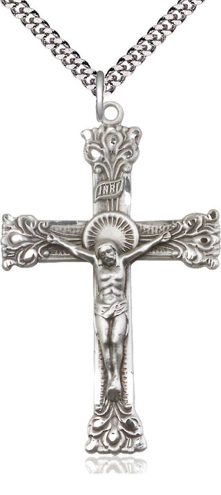 Sterling Silver Crucifix Medal Catholic Jewelry