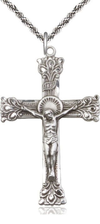 Sterling Silver Crucifix Medal Catholic Jewelry