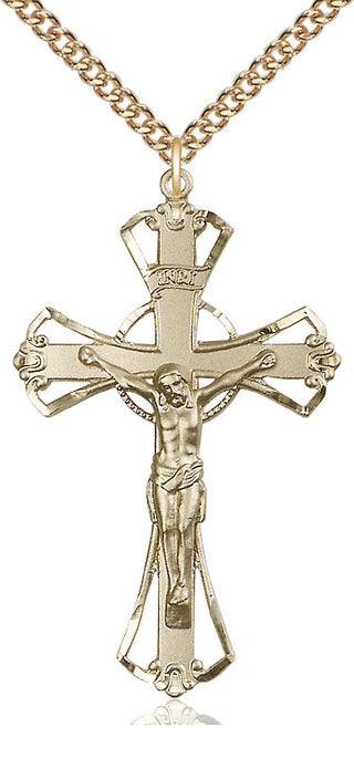 14kt Gold Filled Crucifix Medal Catholic Jewelry