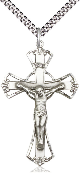 Sterling Silver Crucifix Medal Catholic Jewelry