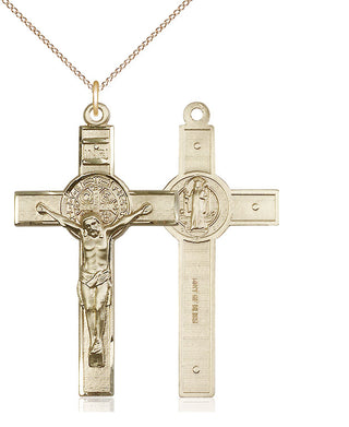 14kt Gold Filled Saint Benedict Crucifix Medal Catholic Jewelry