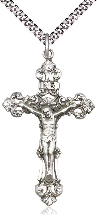 Sterling Silver Crucifix Medal Catholic Jewelry