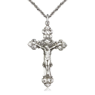 Sterling Silver Crucifix Medal Catholic Jewelry